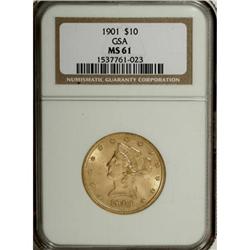 1901 $10 MS61 NGC