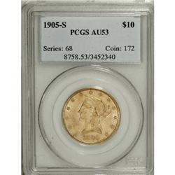 1905-S $10 AU53 PCGS