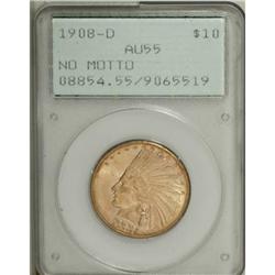 1908-D $10 No Motto AU55 PCGS
