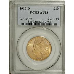 1910-D $10 AU58 PCGS