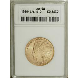 1910-S $10 AU58 ANACS
