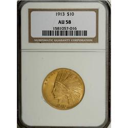 1913 $10 AU58 NGC