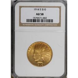 1914-S $10 AU58 NGC