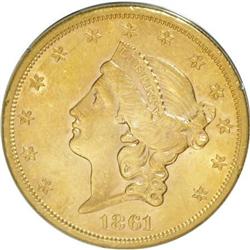 1861 $20 AU50 PCGS