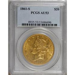 1861-S $20 AU53 PCGS