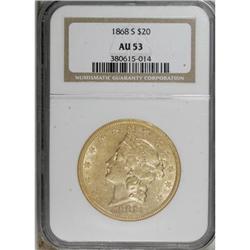 1868-S $20 AU53 NGC