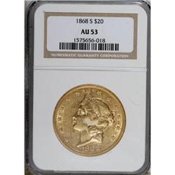 1868-S $20 AU53 NGC
