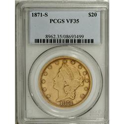 1871-S $20 VF35 PCGS