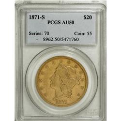 1871-S $20 AU50 PCGS