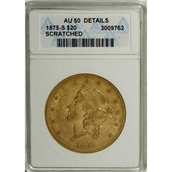 1875-S $20 AU50 ANACS
