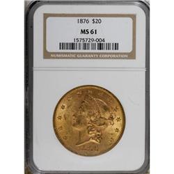 1876 $20 MS61 NGC
