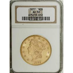 1877 $20 AU58 NGC