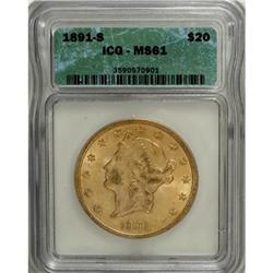 1891-S $20 MS61 ICG