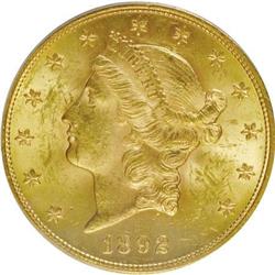 1892-S $20 MS62 PCGS