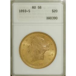 1893-S $20 AU58 ANACS