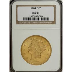 1904 $20 MS61 NGC