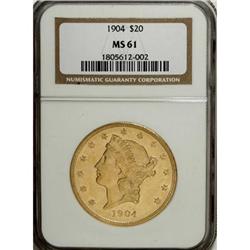 1904 $20 MS61 NGC