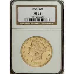 1904 $20 MS62 NGC
