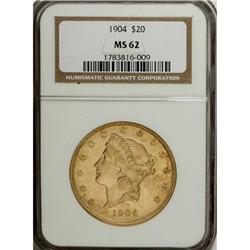 1904 $20 MS62 NGC