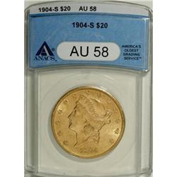 1904-S $20 AU58 ANACS