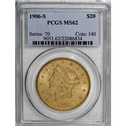 1906-S $20 MS62 PCGS