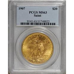 1907 $20 Arabic Numerals MS63 PCGS