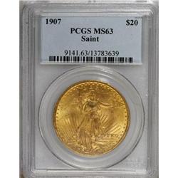 1907 $20 Arabic Numerals MS63 PCGS