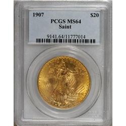 1907 $20 Arabic Numerals MS64 PCGS