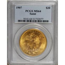 1907 $20 Arabic Numerals MS64 PCGS