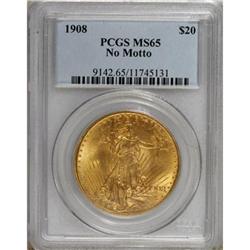 1908 $20 No Motto MS65 PCGS