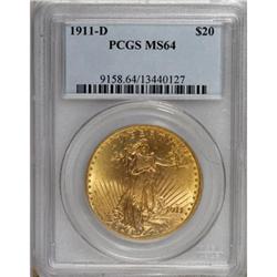 1911-D $20 MS64 PCGS