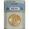 Image 1 : 1911-D $20 MS64 ANACS