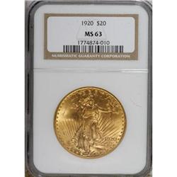1920 $20 MS63 NGC