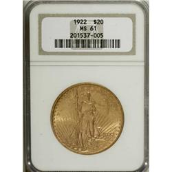 1922 $20 MS61 NGC
