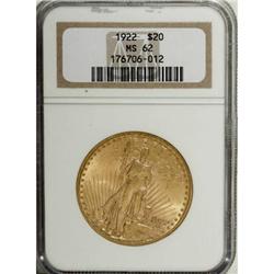 1922 $20 MS62 NGC