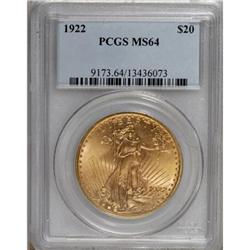 1922 $20 MS64 PCGS