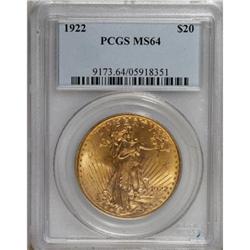 1922 $20 MS64 PCGS
