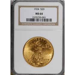 1924 $20 MS64 NGC