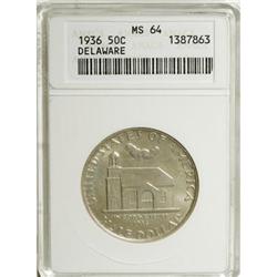 1936 50C Delaware MS64 ANACS