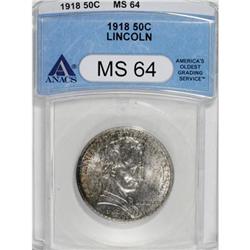 1918 50C Lincoln MS64 ANACS