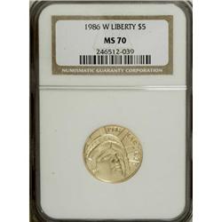 1986-W G$5 Statue of Liberty Gold Five Dollar MS70 NGC