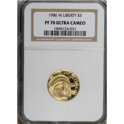 1986-W G$5 Statue of Liberty Gold Five Dollar Deep Came