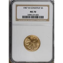 1987-W G$5 Constitution Gold Five Dollar MS70 NGC
