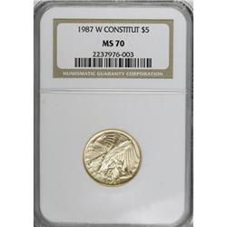 1987-W G$5 Constitution Gold Five Dollar MS70 NGC