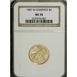 1987-W G$5 Constitution Gold Five Dollar MS70 NGC