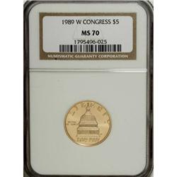 1989-W G$5 Congress Gold Five Dollar MS70 NGC