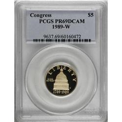 1989-W G$5 Congress Gold Five Dollar Deep Cameo PR69 PC