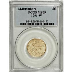 1991-W G$5 Mount Rushmore Gold Five Dollar MS69 PCGS