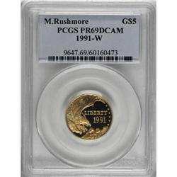 1991-W G$5 Mount Rushmore Gold Five Dollar Deep Cameo P