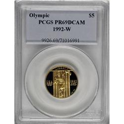1992-W G$5 Olympic Gold Five Dollar Deep Cameo PR69 PCG